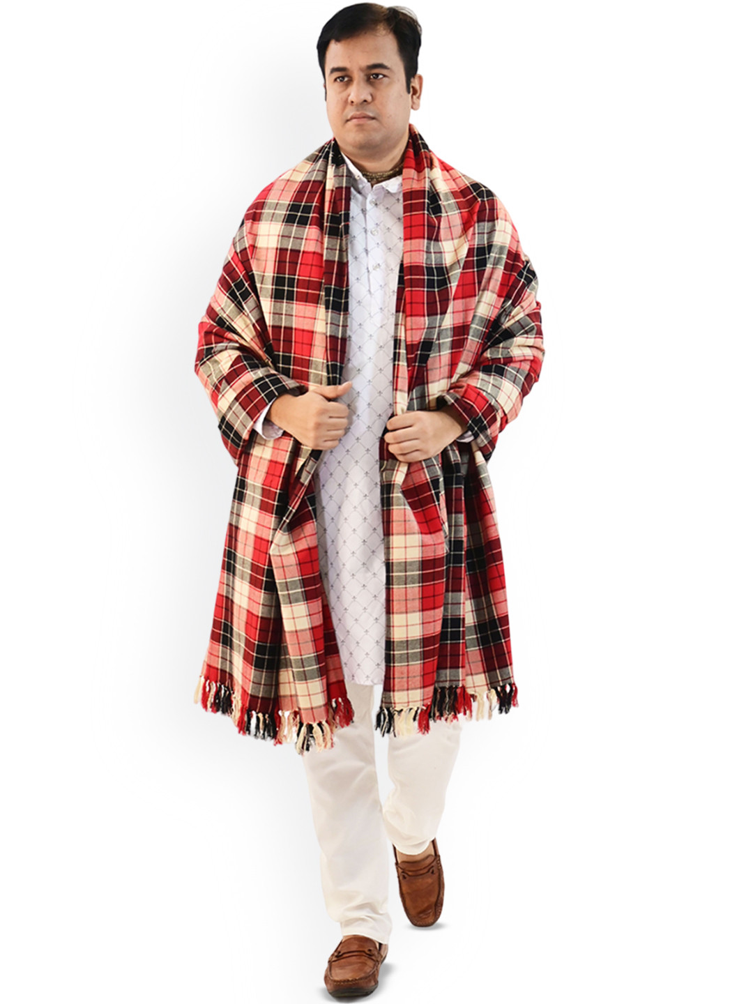 Vrinde Checked Pure Woollen Shaw