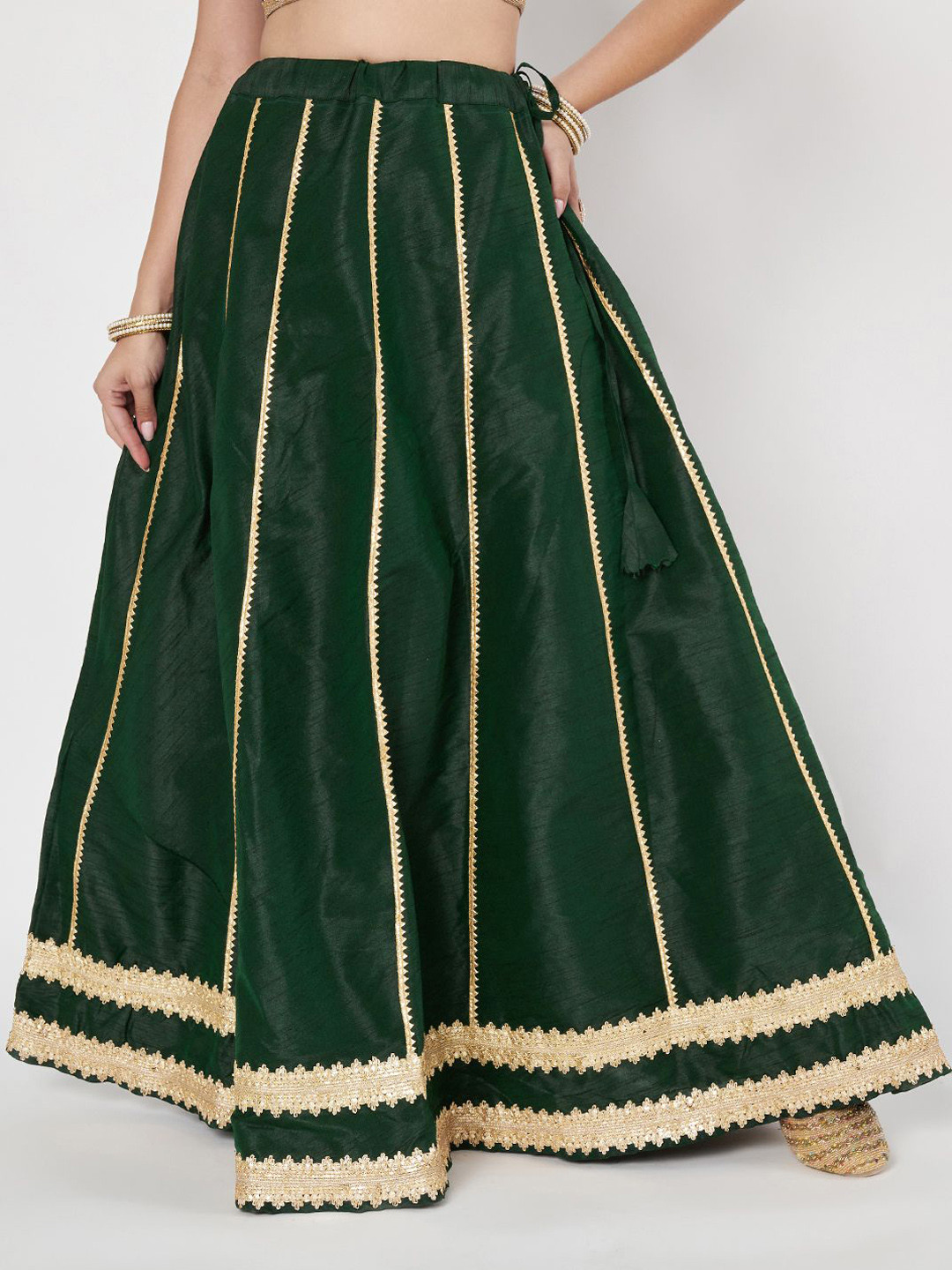 studio rasa Dupion Kalidaar Women Embellished Bias A-Line Maxi Bias Skirt