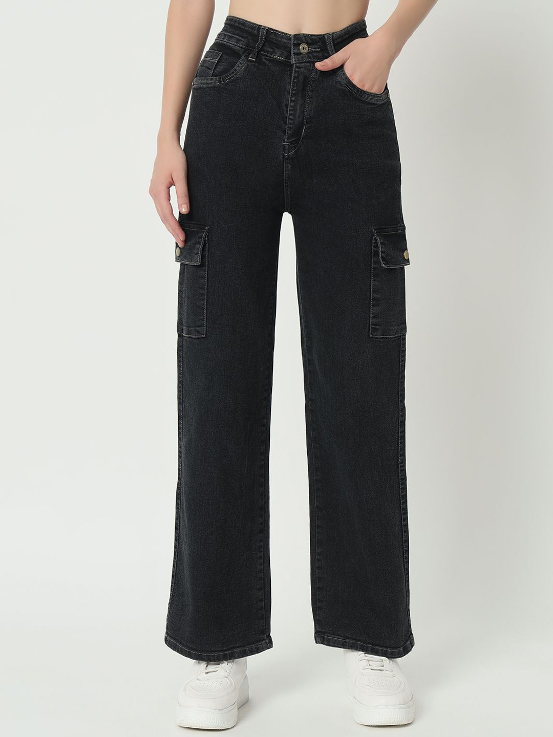 M MODDY Women Jean Straight Fit High-Rise Cargo Styles Jeans