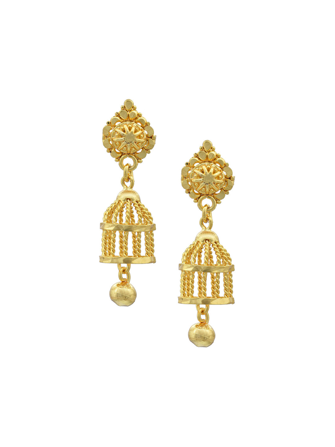 MEMOIR Gold-Plated Bird Cage Design Jhumkas