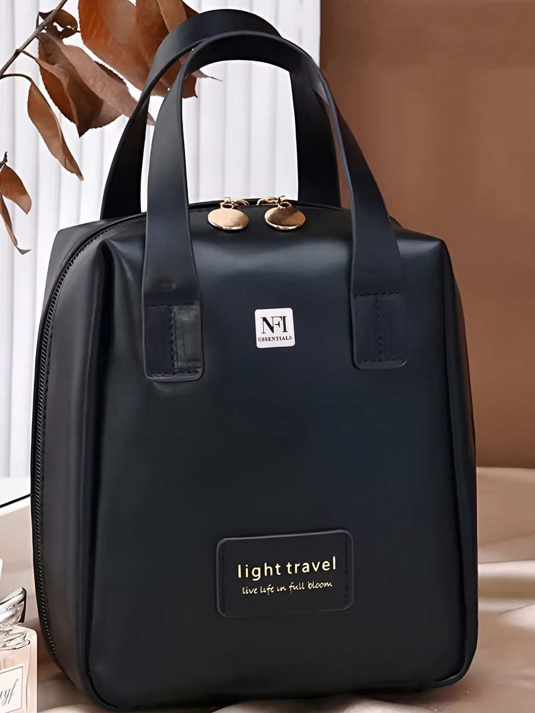 NFI essentials Light Travel Water Proof Cosmetic Makeup Pouch - Black