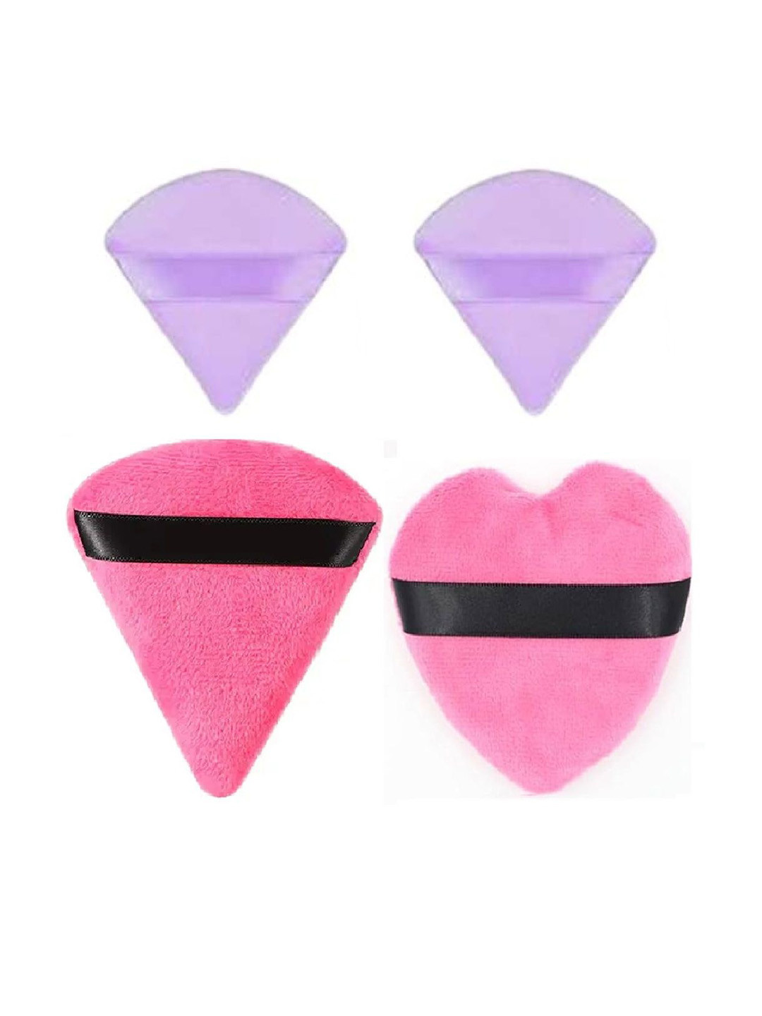 Facejewel Set Of 4 Big Triangle Puff & Heart Puff & Makeup Triangle Puff Set