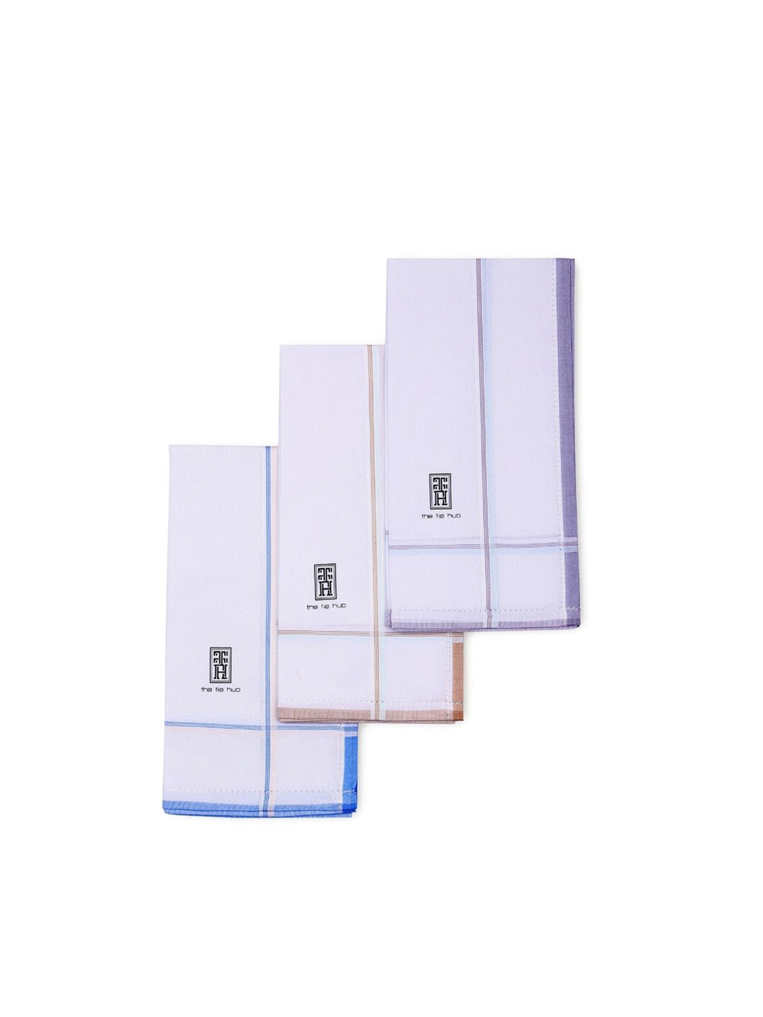 The Tie Hub Pack Of 3 Cotton Moisture Absorbant  Handkerchiefs