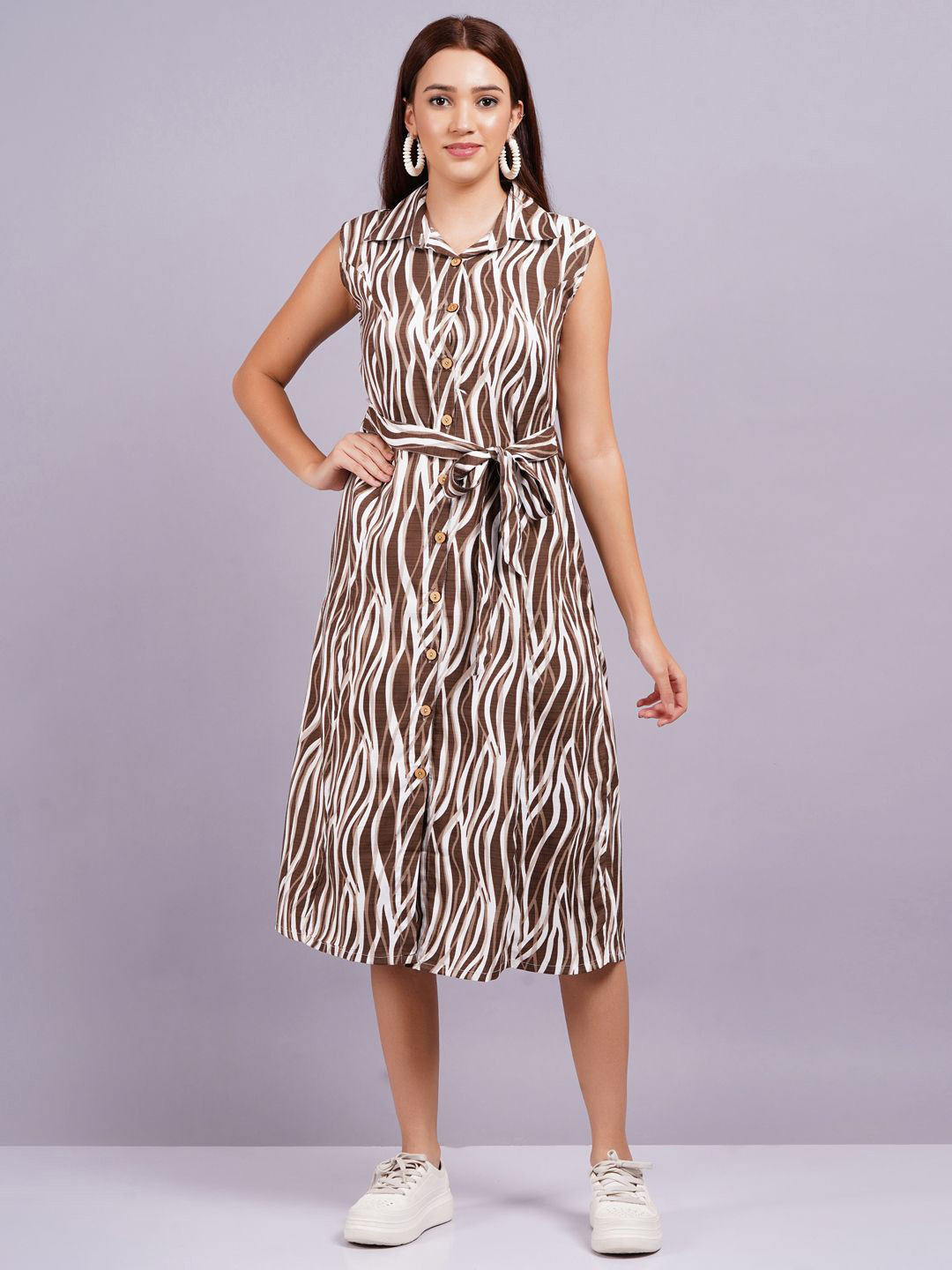 HIGHLIGHT FASHION EXPORT Women Abstract Printed Fit & Flare Midi Dress