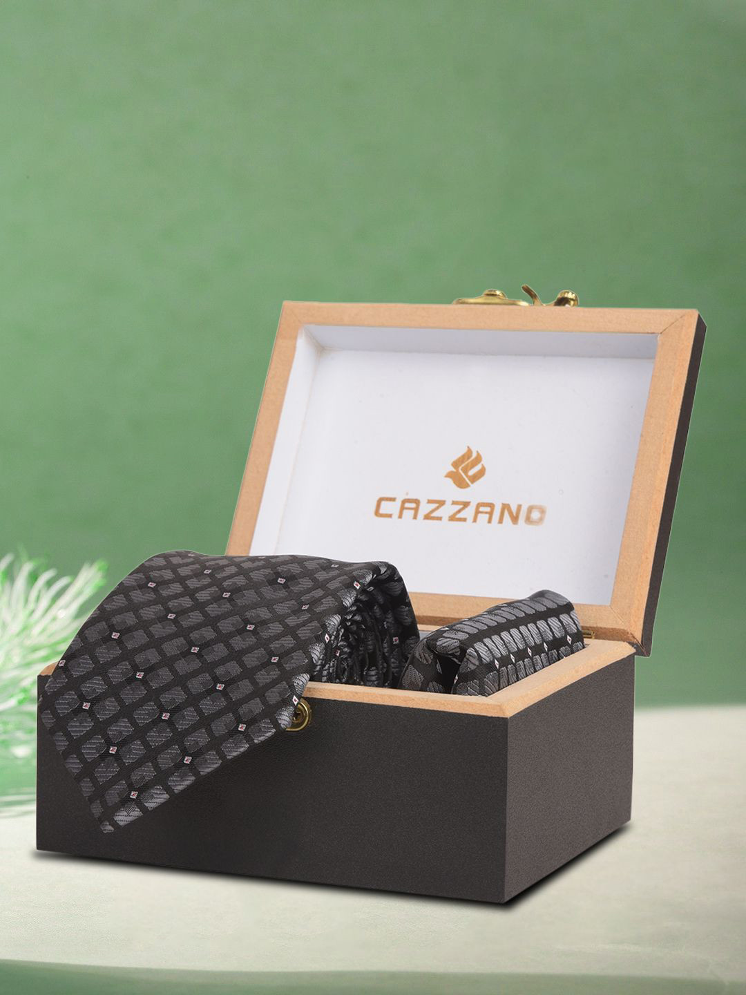 Cazzano Men Neck Tie With Square Pocket Accessory Gift Set