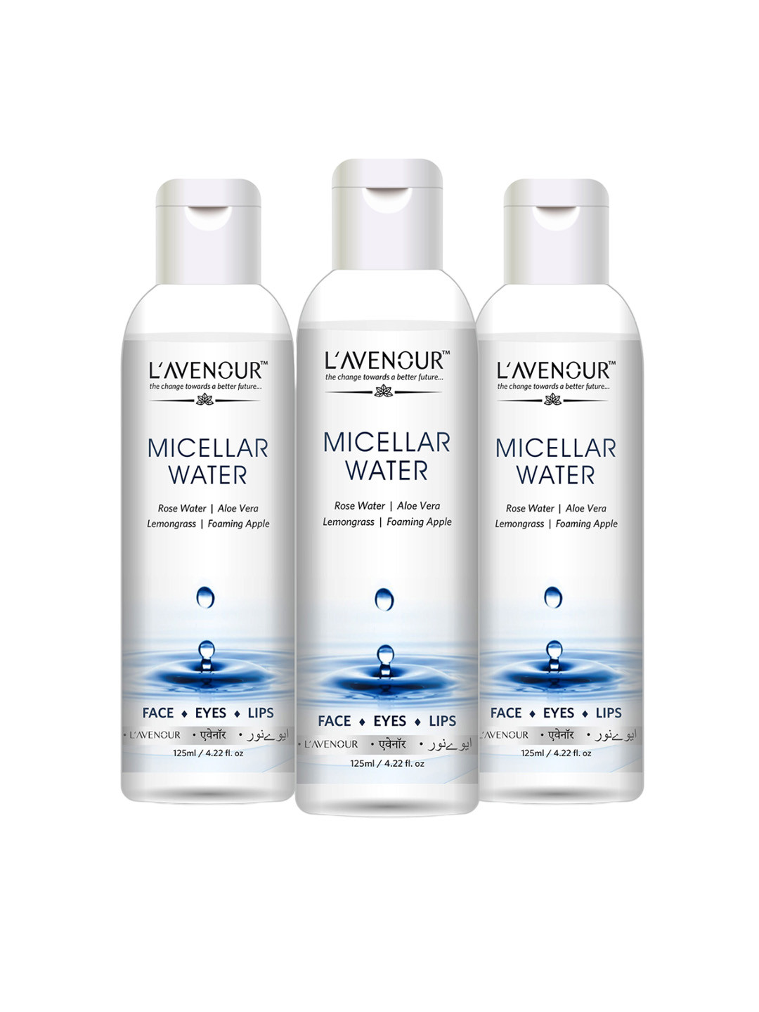 L'AVENOUR Set Of 3 Micellar Cleansing Water Makeup Remover With Aloe Vera - 125 ml Each