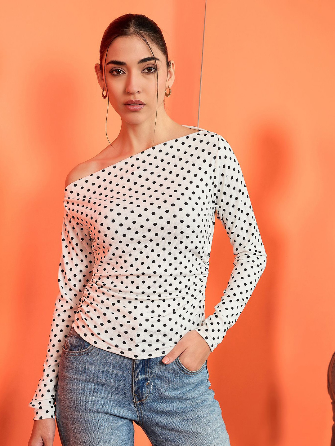 Uptownie Stretchable Asymmetrical Ruched Top