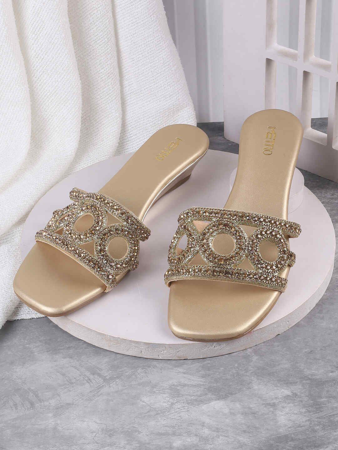 Metro Women Embellished Square Toe Open Toe Flats