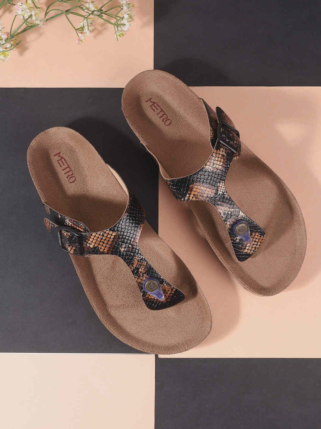 Metro Women Square Toe T-Strap Flats