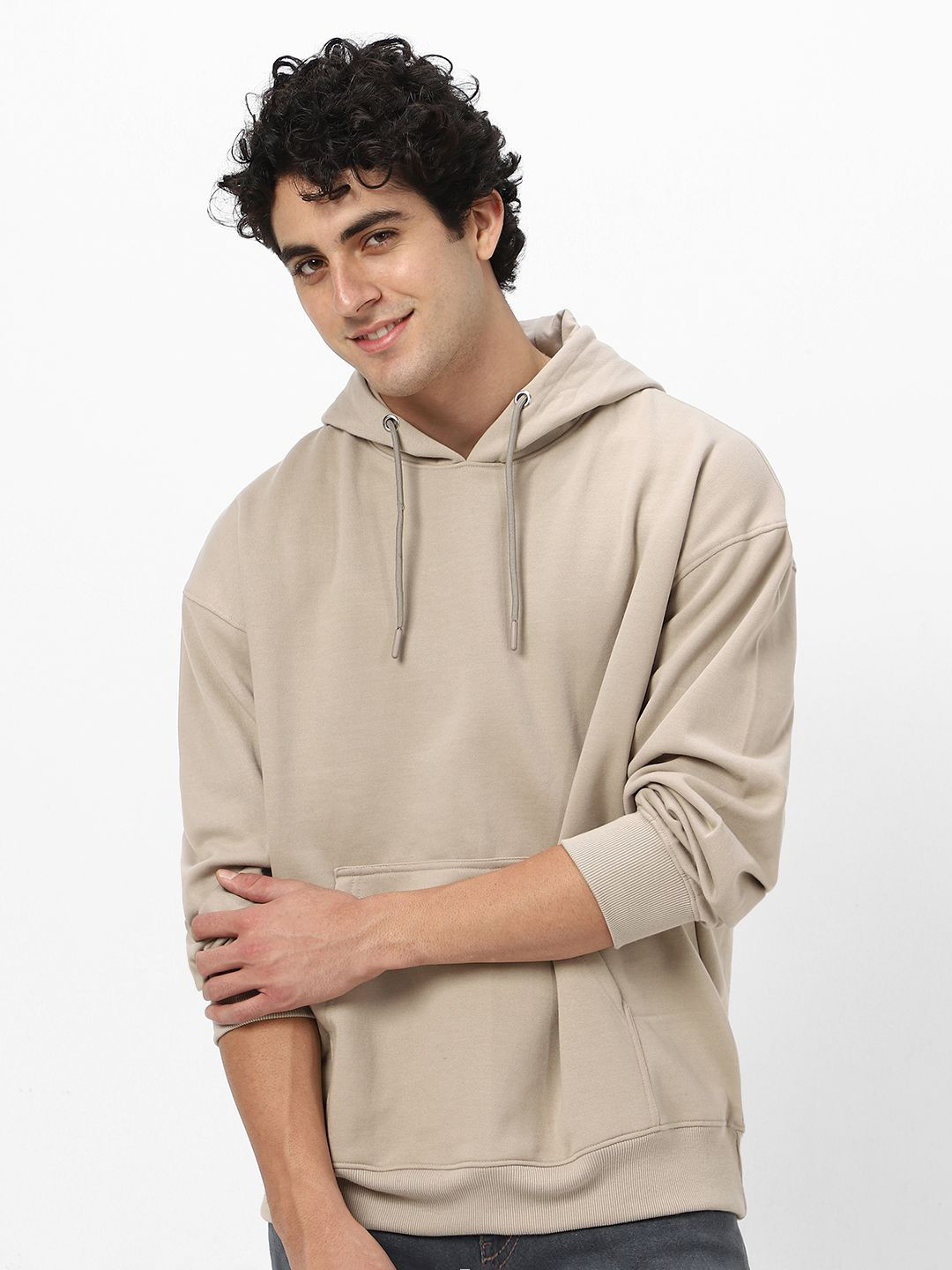 Urbano Fashion Men's Cotton Solid Oversized Hooded Neck Sweatshirt