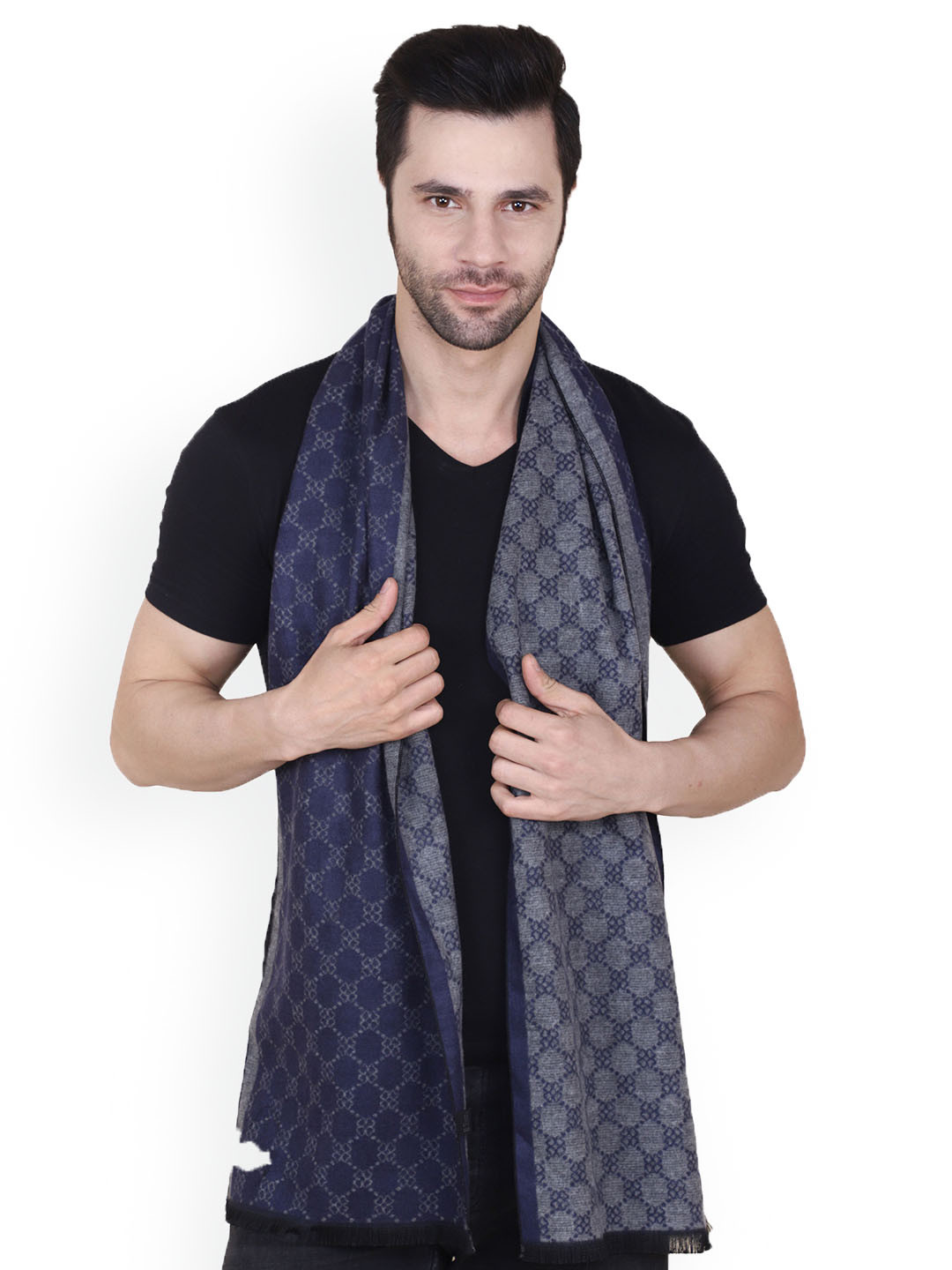 Cazzano Men Merino Wool Mufflers With Fringed Detail