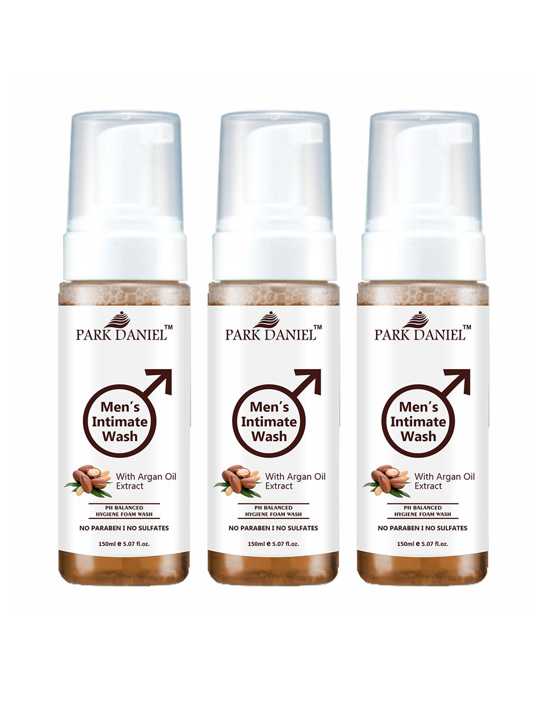 Park Daniel Set Of 3 Men's Intimate Wash With Argan Oil Extract - 150 ml Each