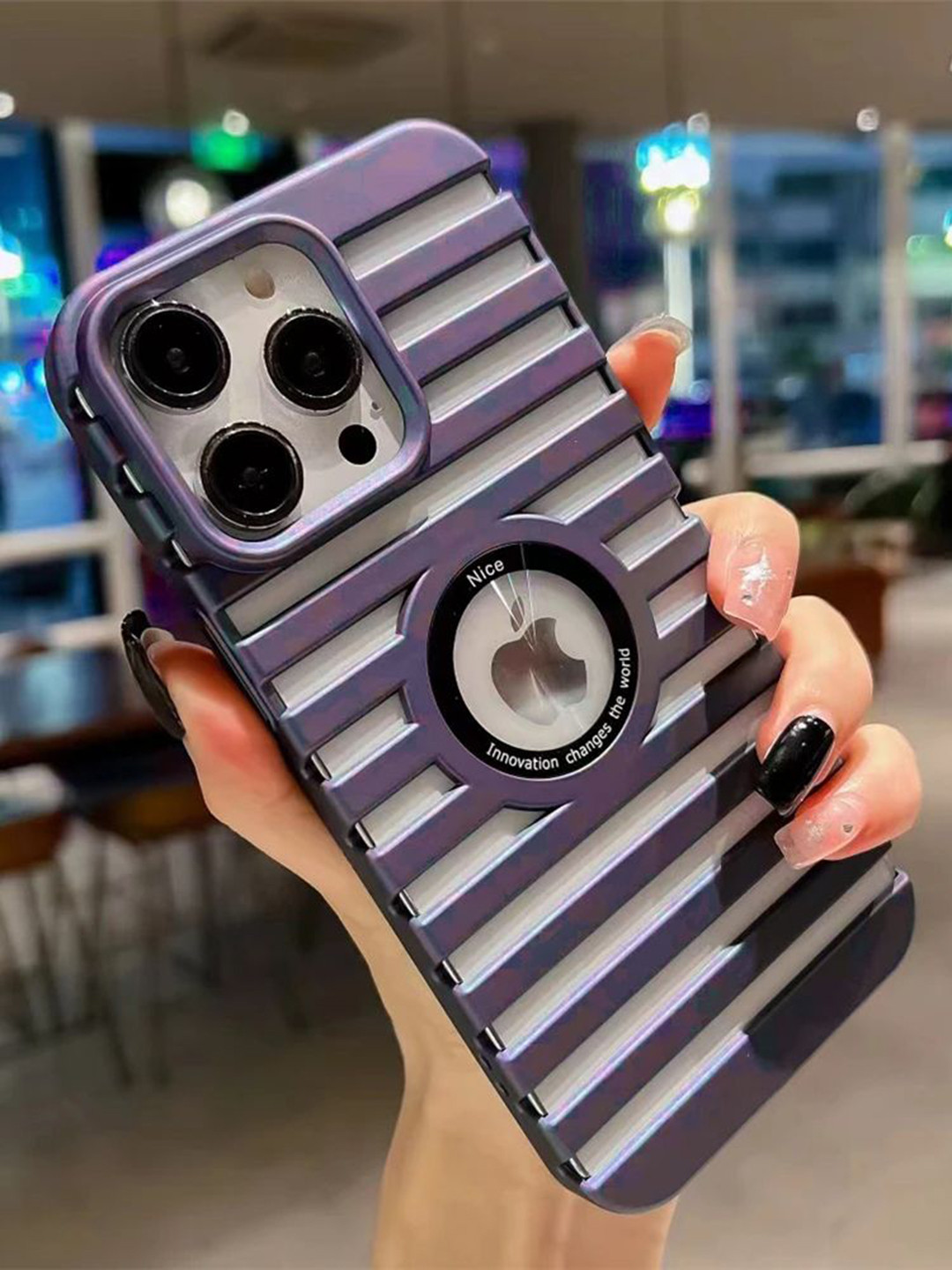 Luxury Kase Striped iPhone 15 Pro Max Heat Dissipation Breathable Hard Case