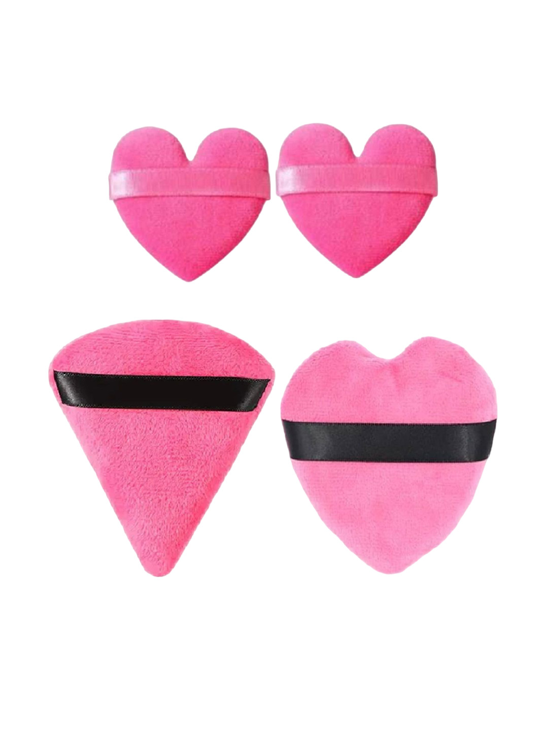 Facejewel Set Of 4 Big Triangle Heart Puff, Round Puff & Makeup Puffs
