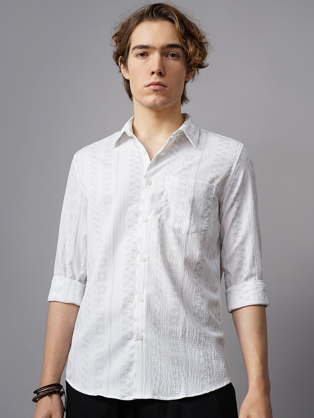 British Club Men Classic Textured Casual Shirt