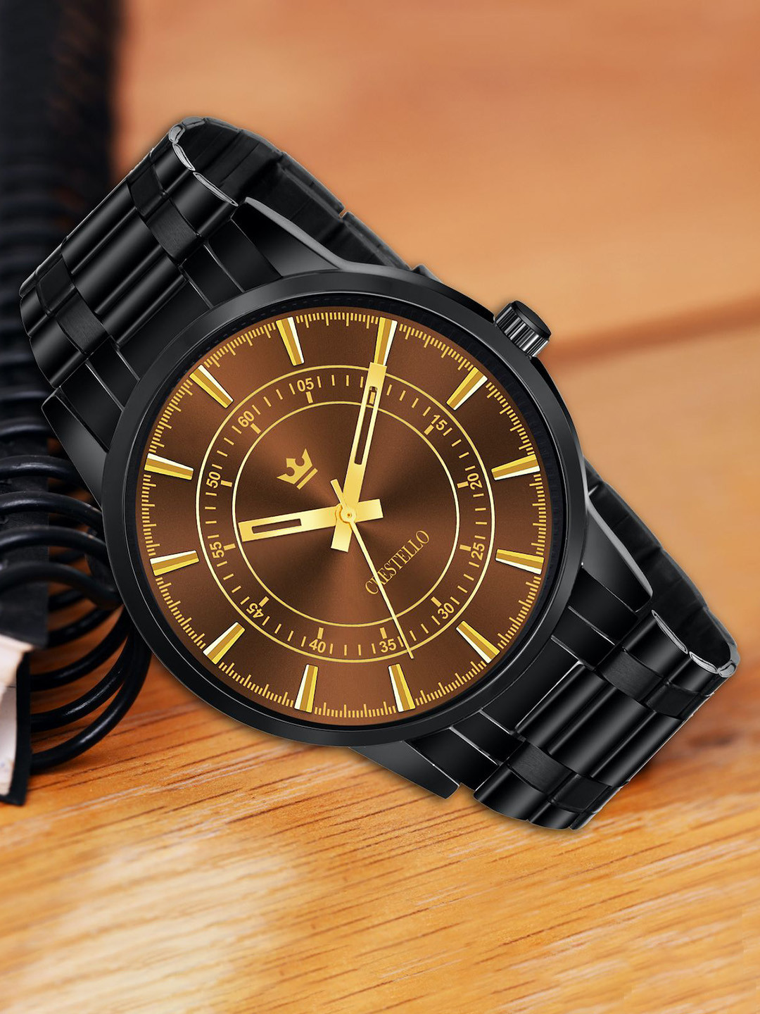 CRESTELLO Men Dial & Straps Analogue Watch CR-BLK027-BRW-CH