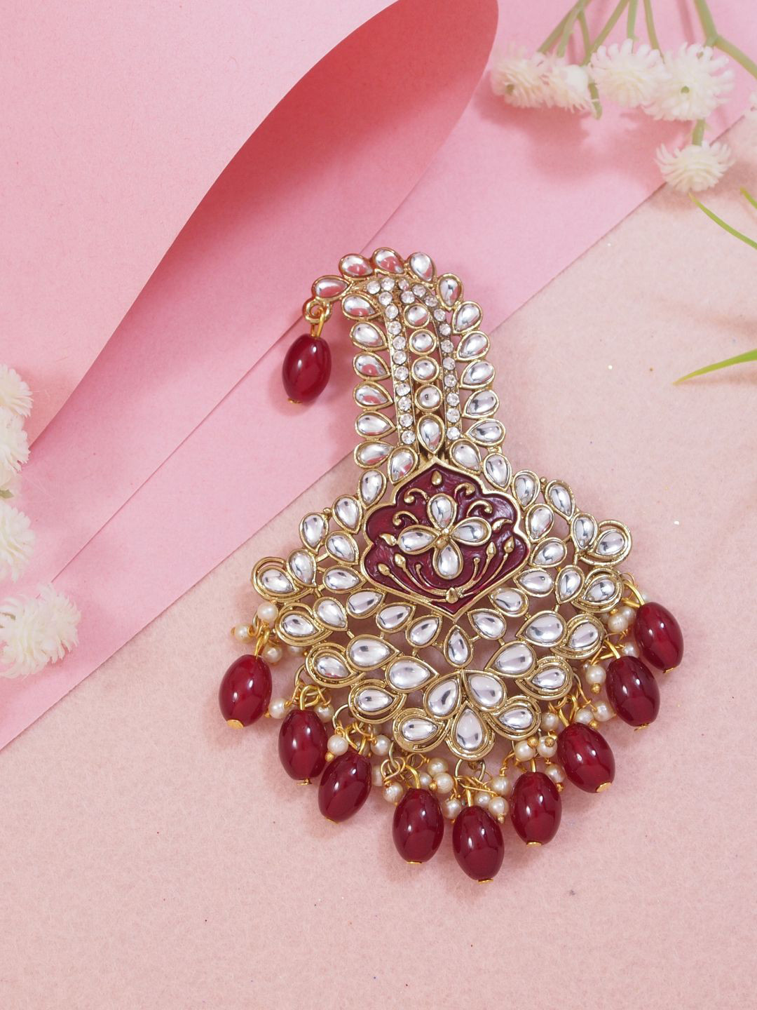 I Jewels Gold Plated Kundan Studded Safa Kalangi Brooch