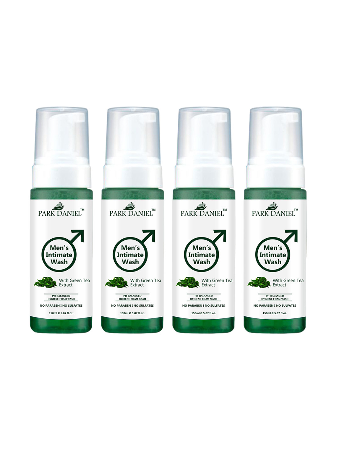 Park Daniel Set Of 4 Men's Intimate Wash With Green Tea Extract- 150 ml Each