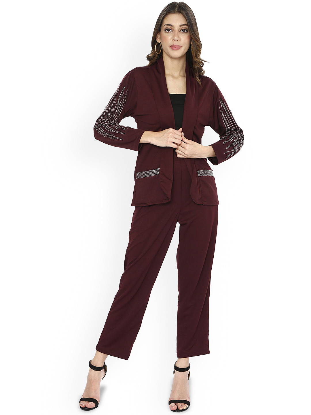 HAUTEMODA Embellished Open Shrug & Trouser