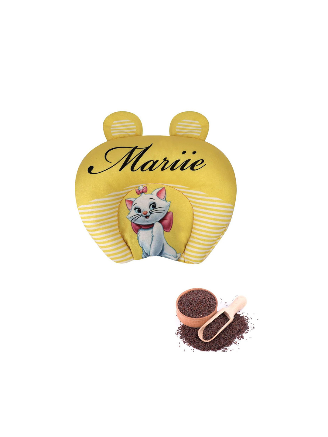 NeonateCare Infants  Printed Cotton Mustard Seeds Pillow Baby Pillow