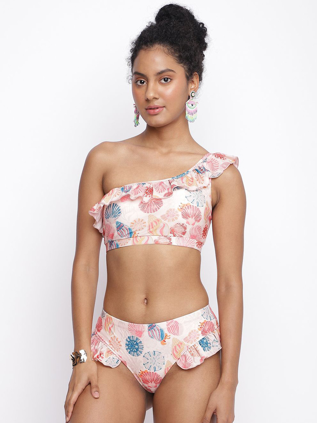 La Intimo Women Tinkara Frill Printed Swim Bottoms