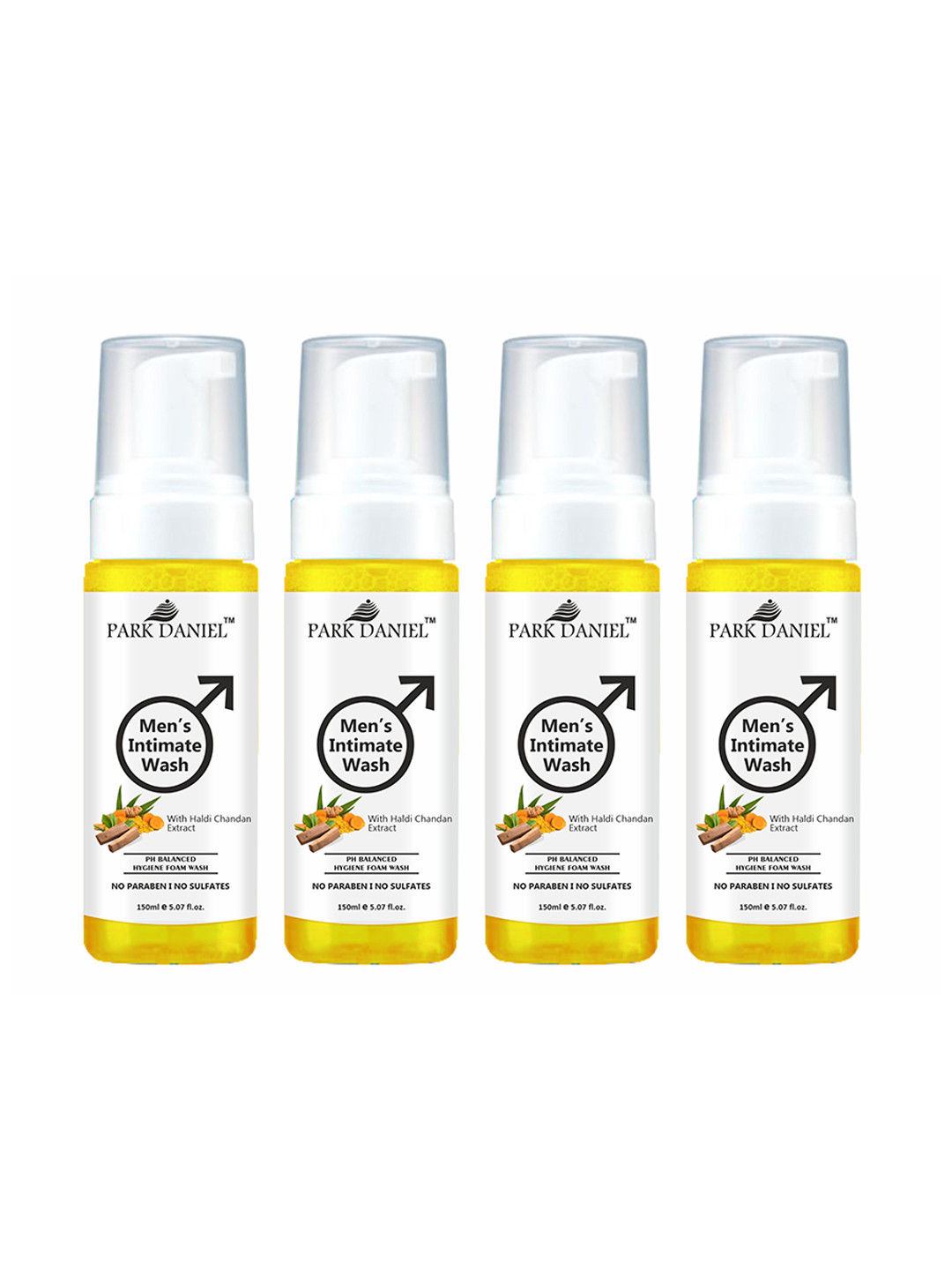 Park Daniel Set Of 4 Men's Intimate Wash With Haldi Chandan Extract- 150 ml Each