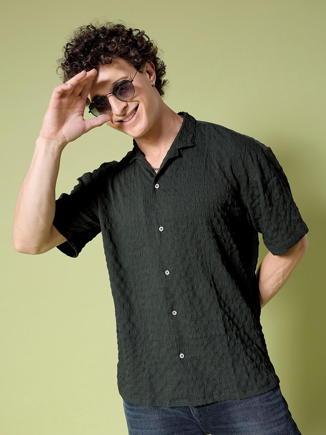The Indian Garage Co Men Relaxed Fit Textured Resortwear Shirt