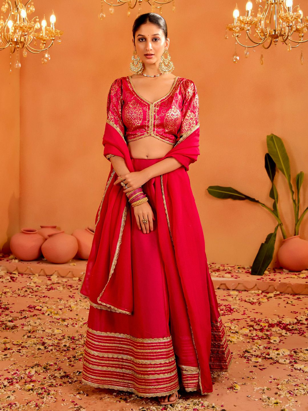 Jaipur Kurti Embroidered Ready To Wear Lehenga & Blouse With Dupatta