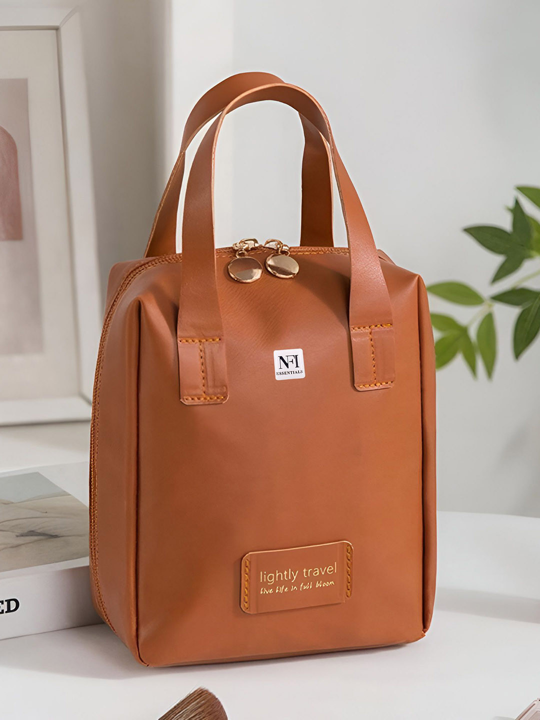 NFI essentials Water Proof Cosmetic Makeup Pouch - Brown