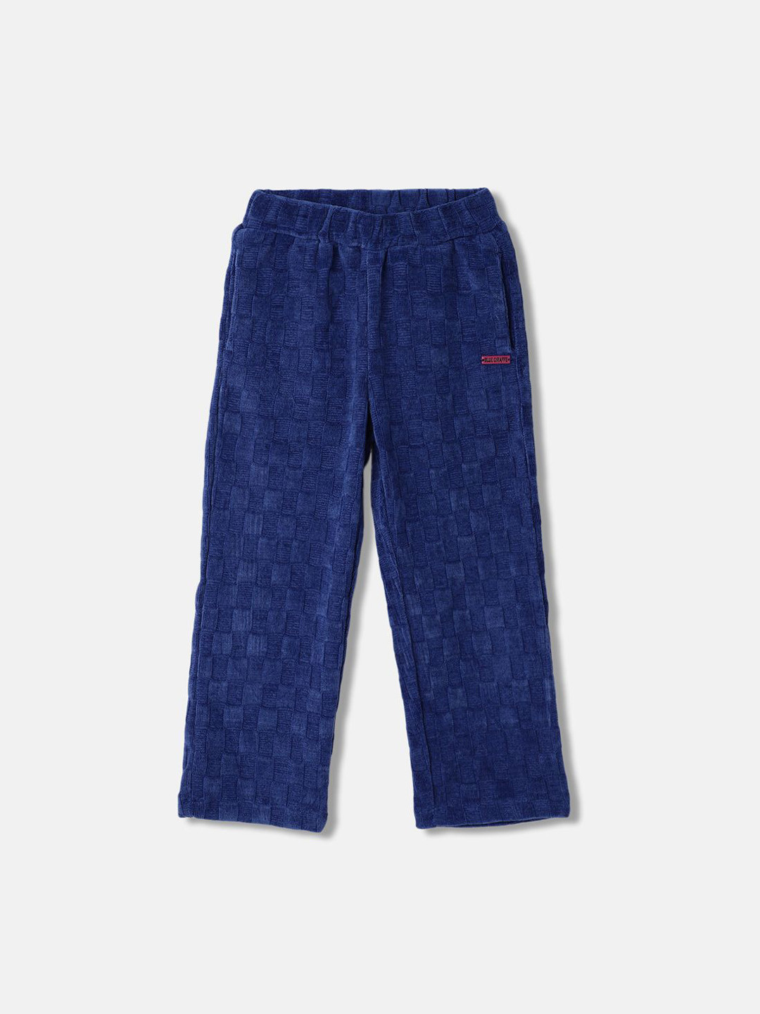 Blue Giraffe Girls Textured  Solid Regular Fit Flat-Front Trousers