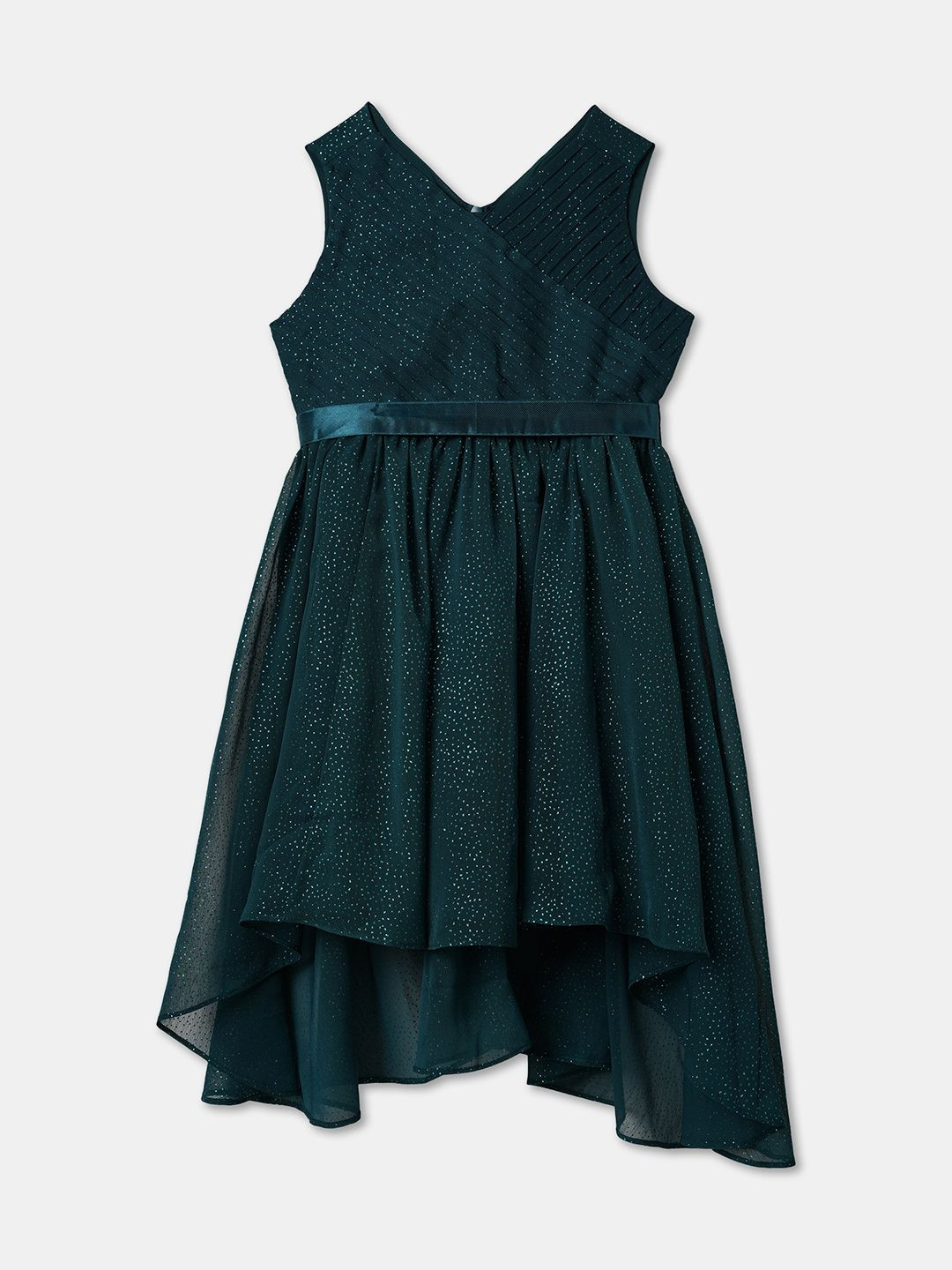 R&B Girls Self Design Fit and Flare Knee Length Dress