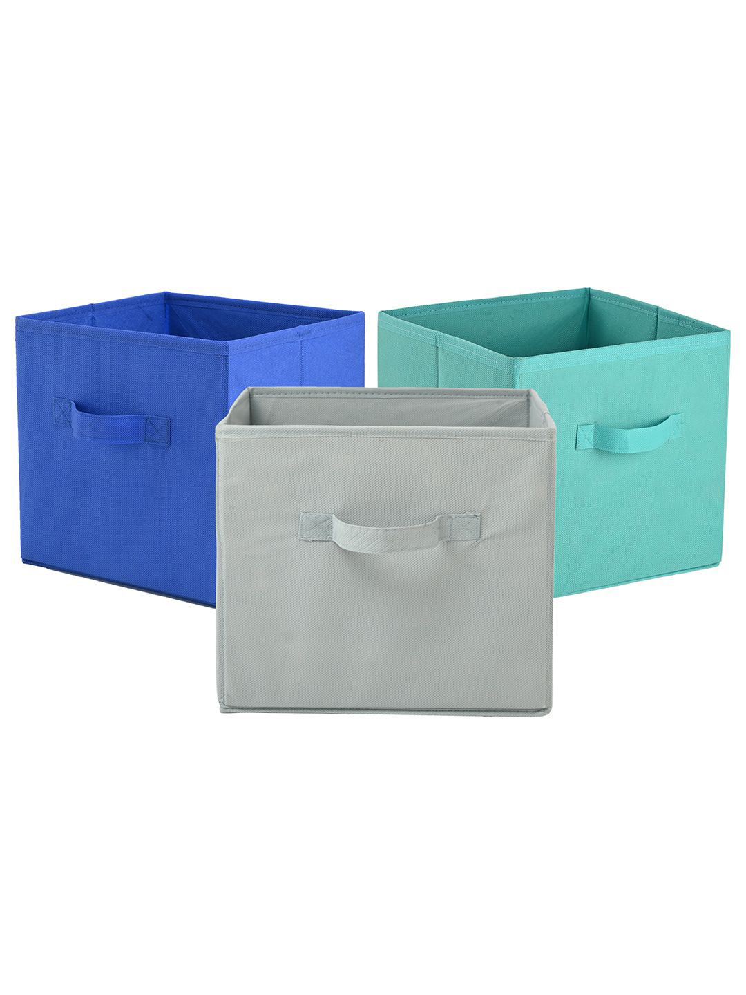 Kuber Industries Green 3 Pieces Multi-Utility Square Shape Storage Organisers