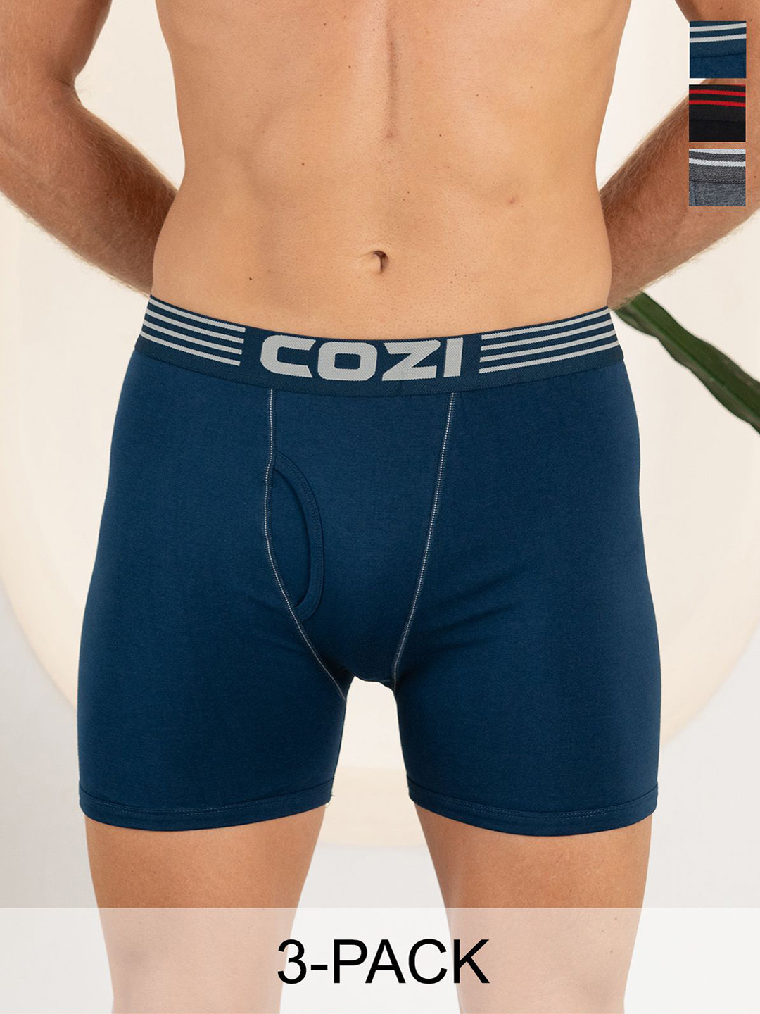 Lux Cozi Men Pack Of 3 Solid Cotton Trunks