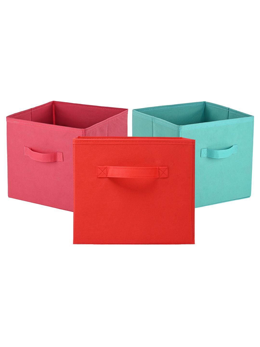 Kuber Industries Green 3 Pieces Multi-Utility Square Shape Storage Organisers