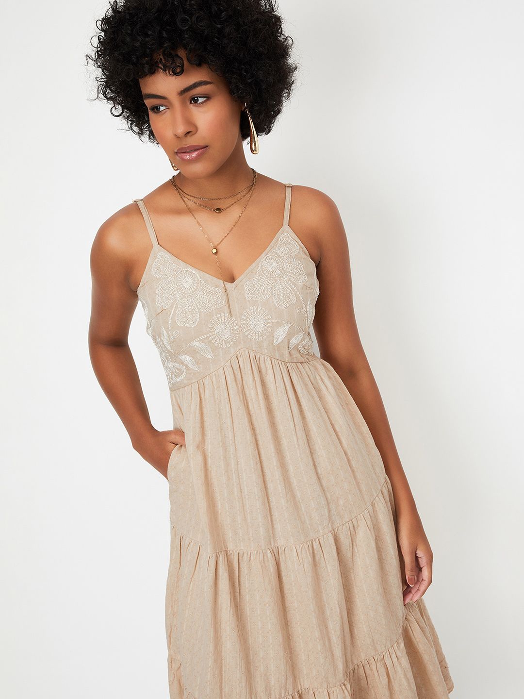 max Women Self Design Fit & Flare Midi Dress