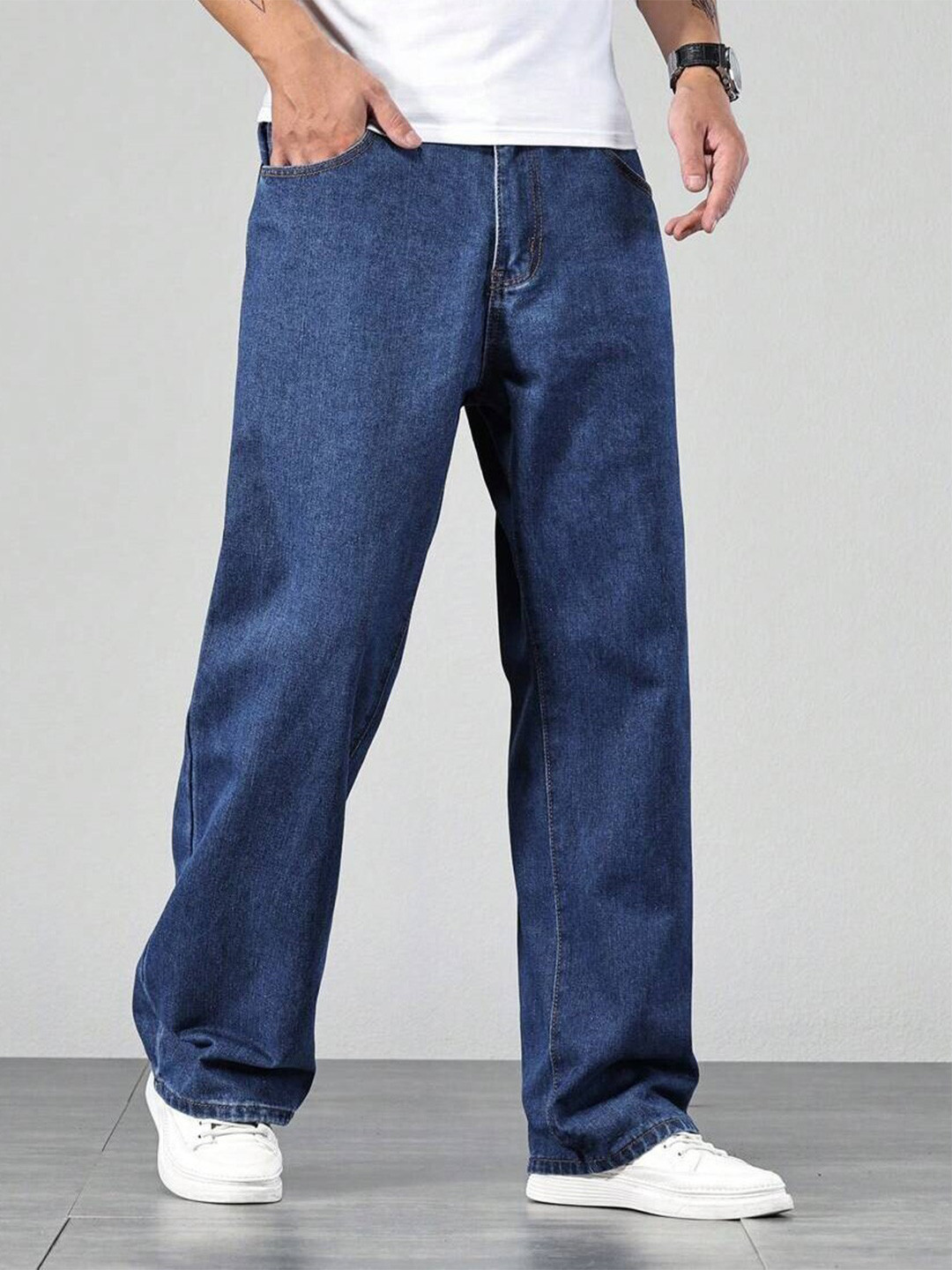 FUDE PRIDE Men Comfort Relaxed Fit Blue Stretchable Jeans