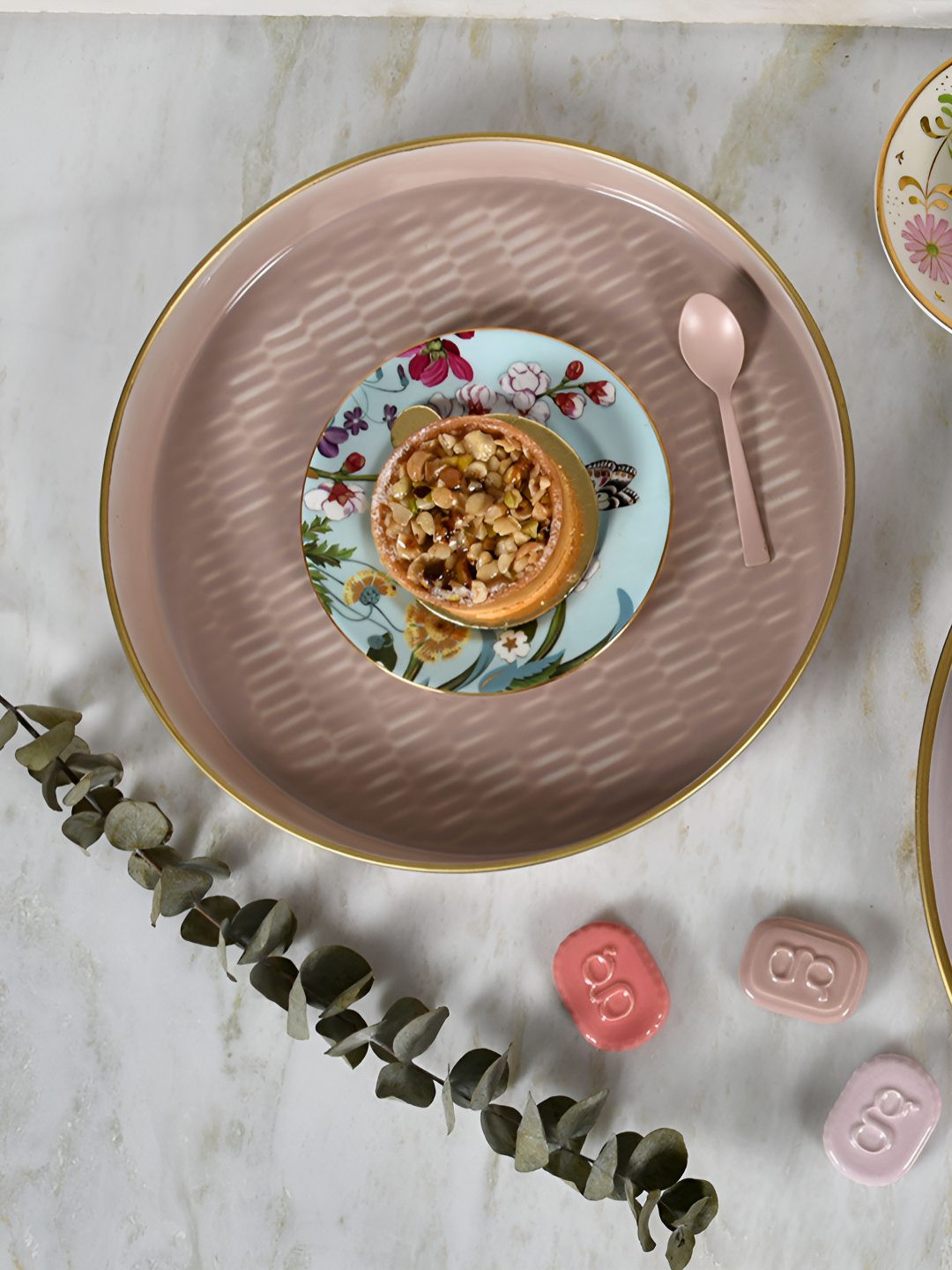 Living With Elan Soiree Rose Textured Alloy Steel Serving Tray