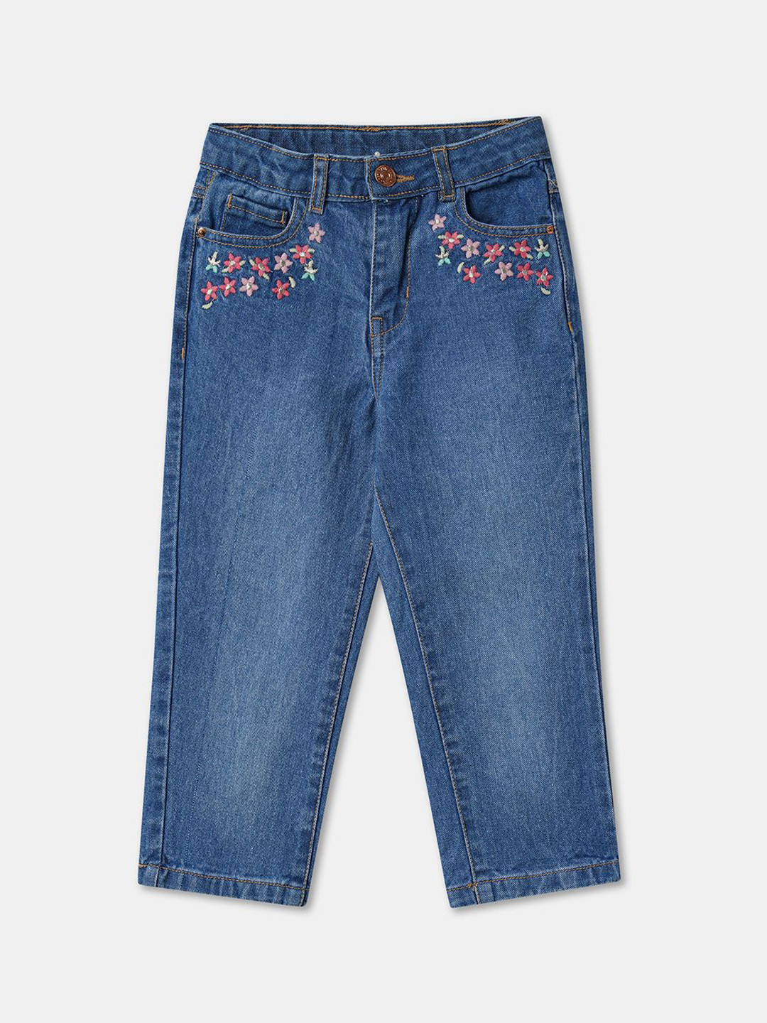 R&B Girls Low Distress Mid-Rise Light Fade Jeans