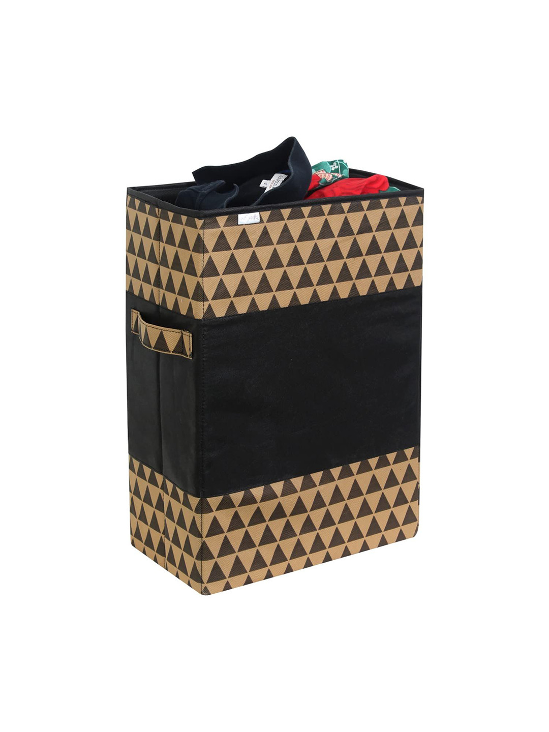 prettykrafts Beige & Black Foldable Large Laundry Bag