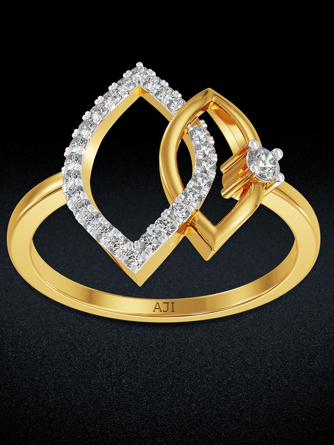 Joyalukkas Women 18KT Integrated Leaf Gold Diamond Ring