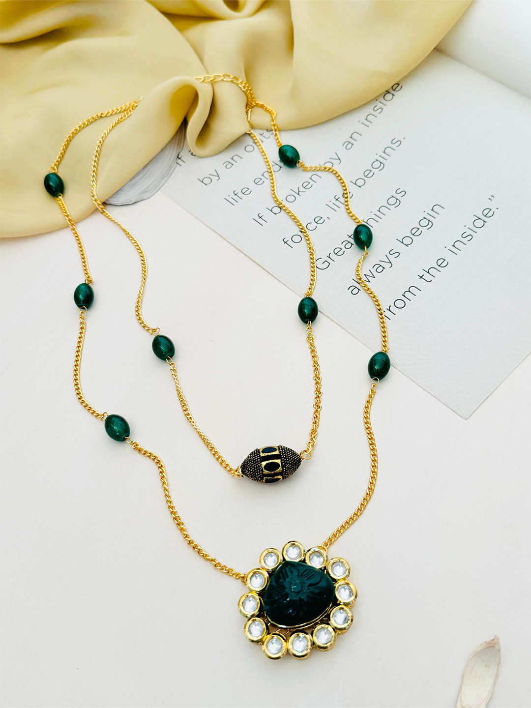 ABDESIGNS Gold-Plated Kundan & Beads-Studded Necklace