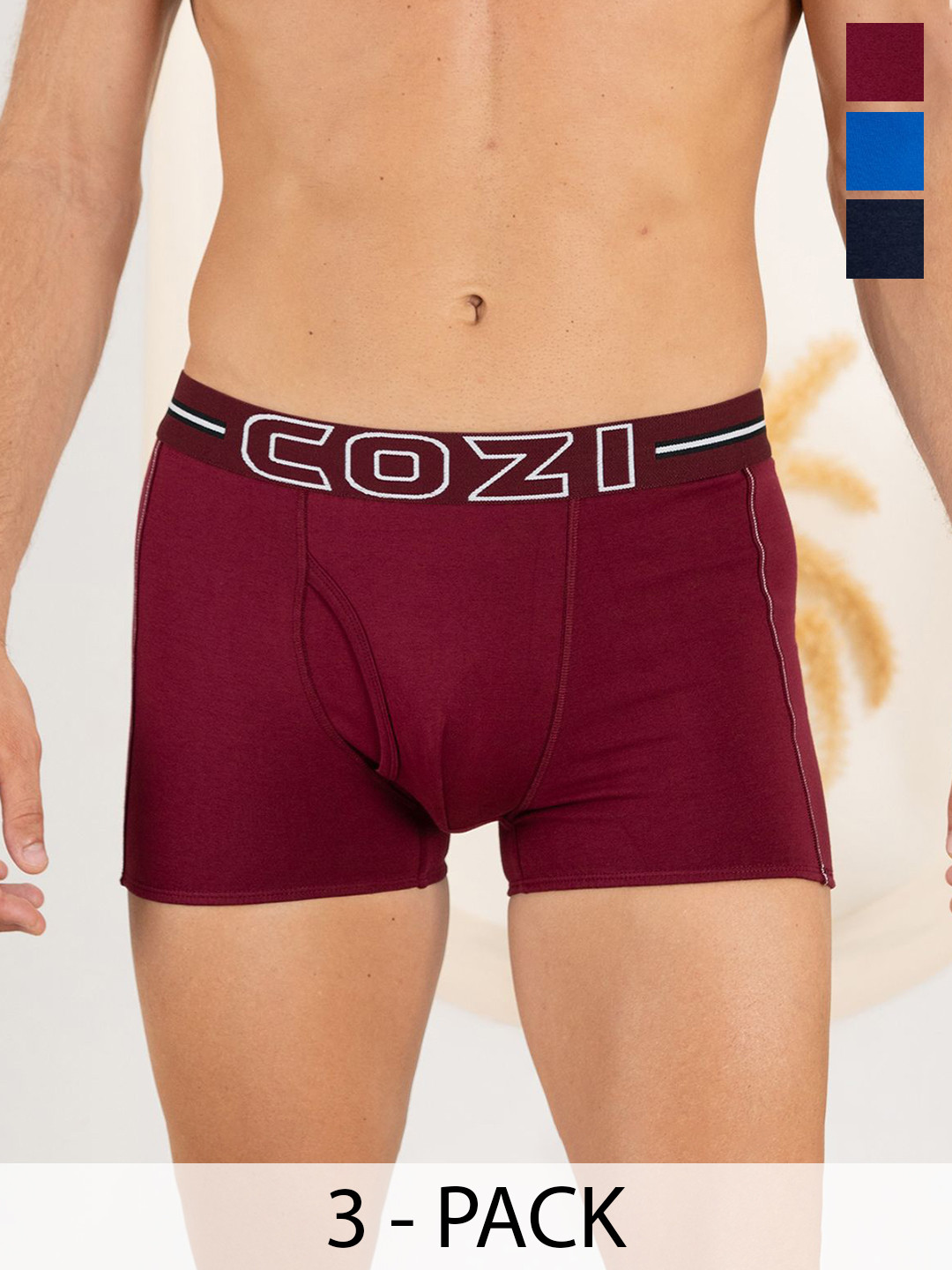 Lux Cozi Men Pack Of 3 Assorted Pure Cotton Trunk COZI_1125_LUXURY_AST1_3PC