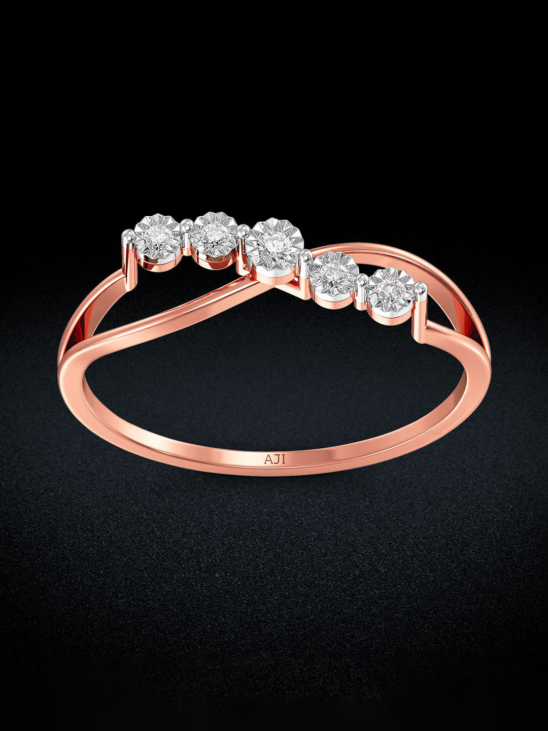 Joyalukkas 18KT Stone Studded Finger Ring Diamond For Women