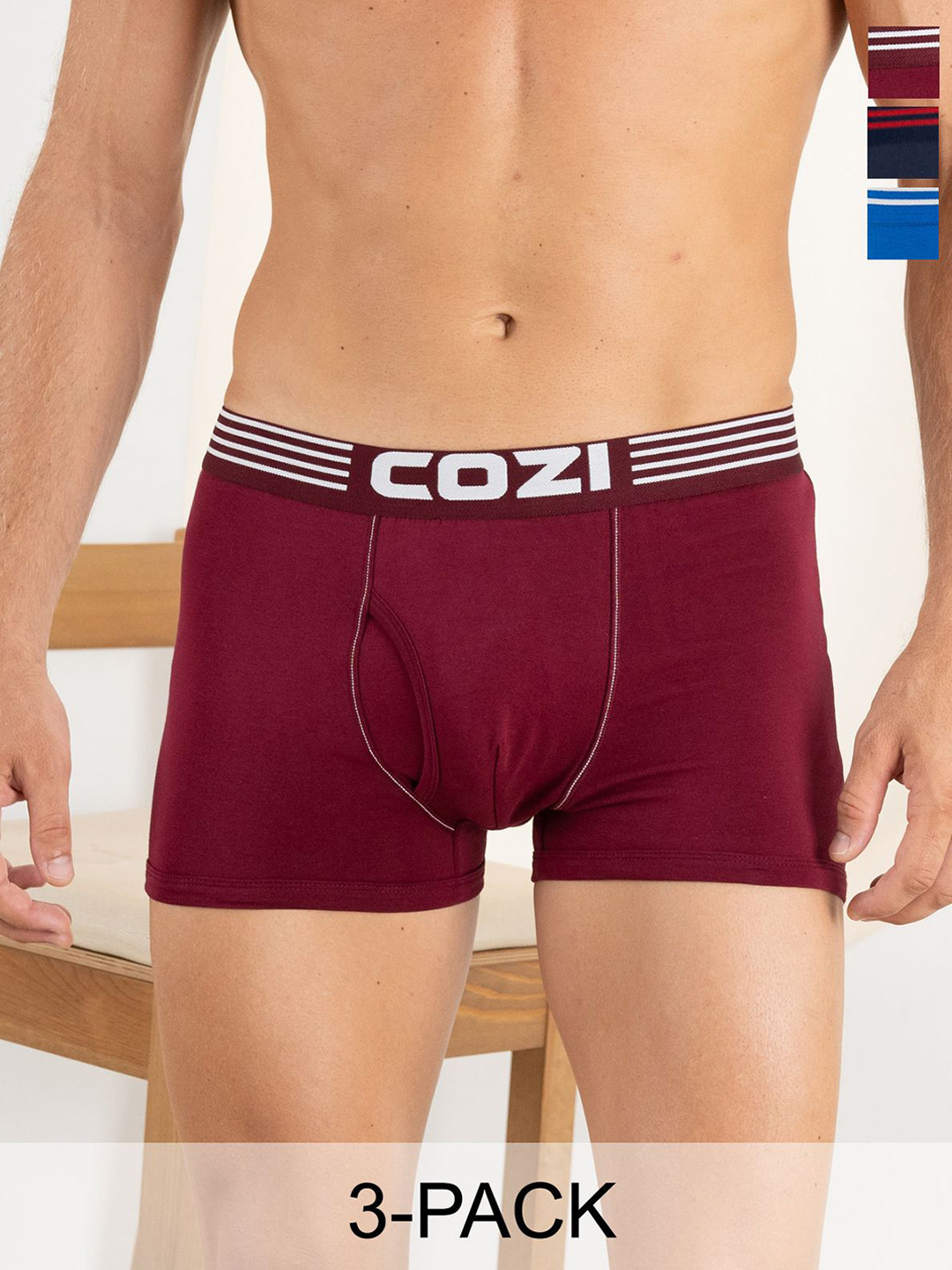 Lux Cozi Men Pack of 3 Assorted Trunk Cotton Briefs COZI_1122_LUXURY_AST1_3PC