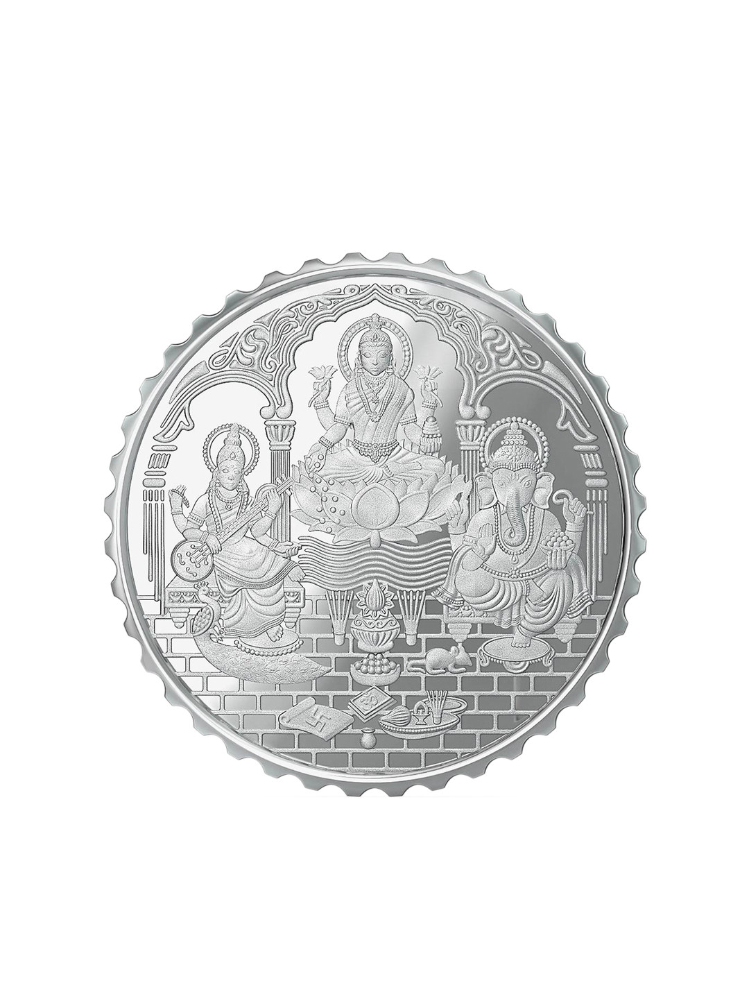 Joyalukkas Ganesh Lakshmi Saraswathi Round Shaped Sliver Coin- 20gm