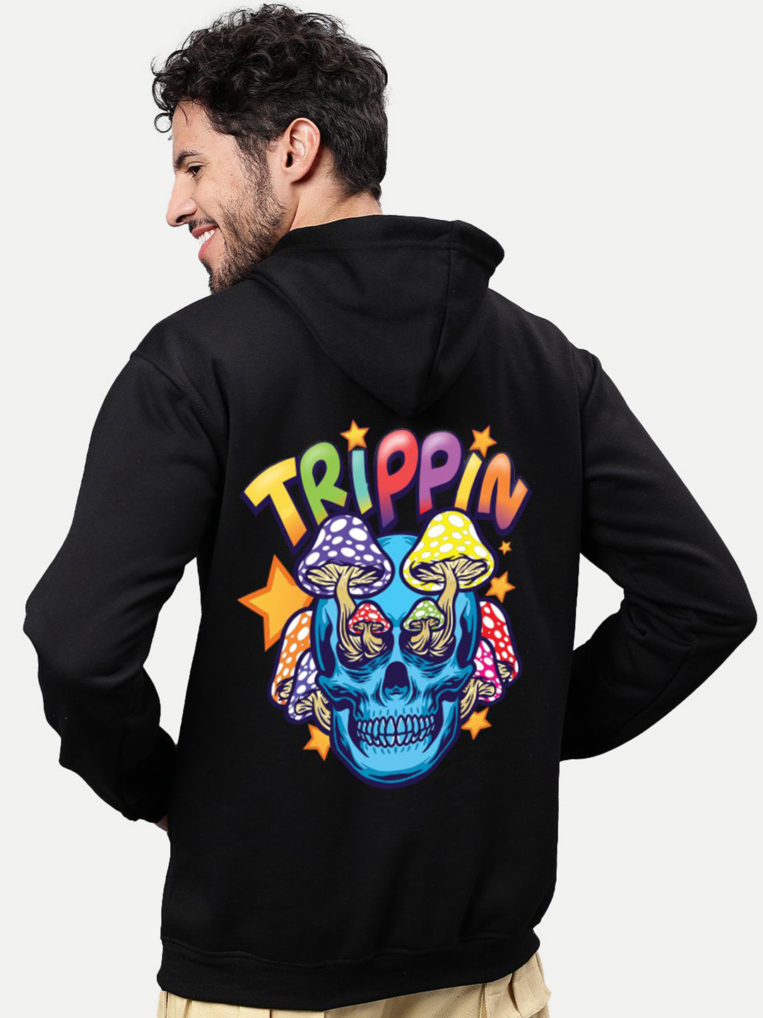 Mad Over Print Men Graphic Printed Hood Pullover Ribbed Sweatshirt