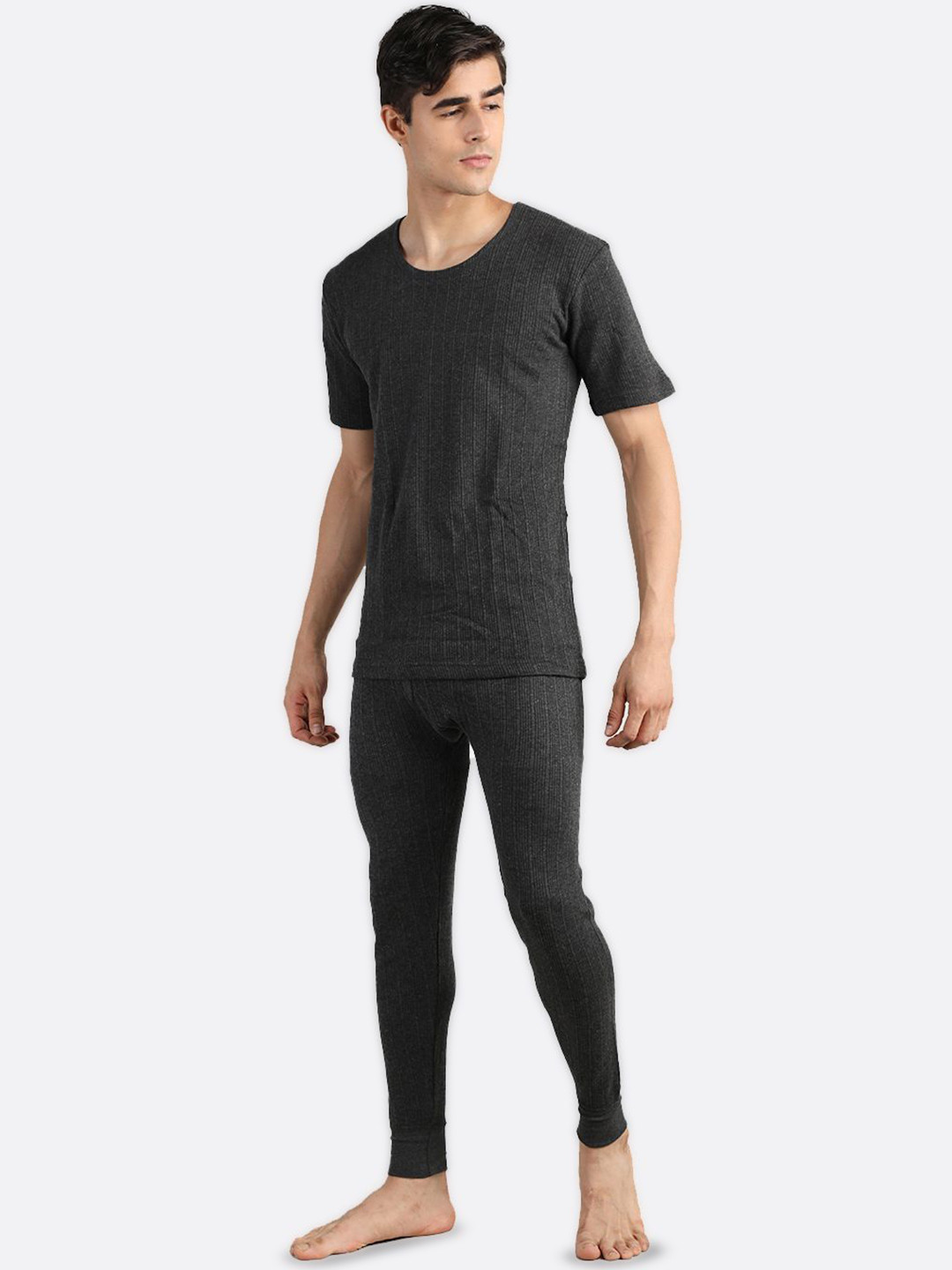 NEVA Ribbed Short Sleeves Upper and Lower Thermal Set