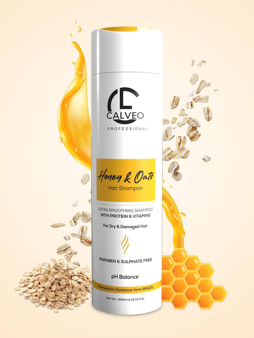 CALVEO Professional Honey & Oats Hair Shampoo with Protein & Vitamins - 300 ml