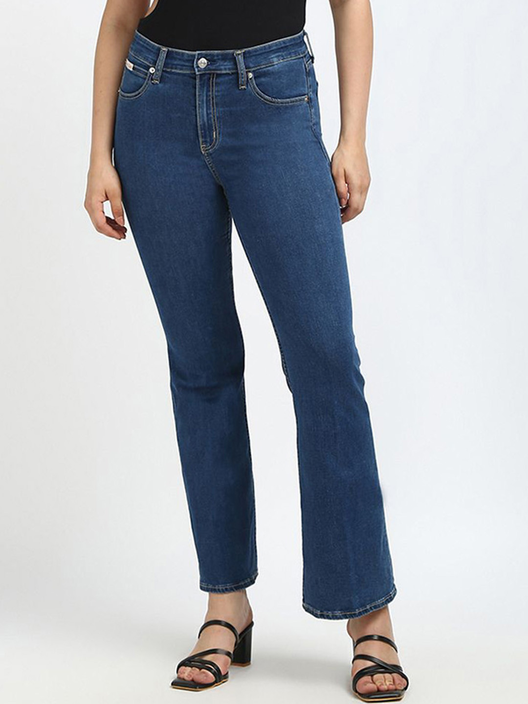 Calvin Klein Jeans Women Cotton Mid-Rise Flared Jeans