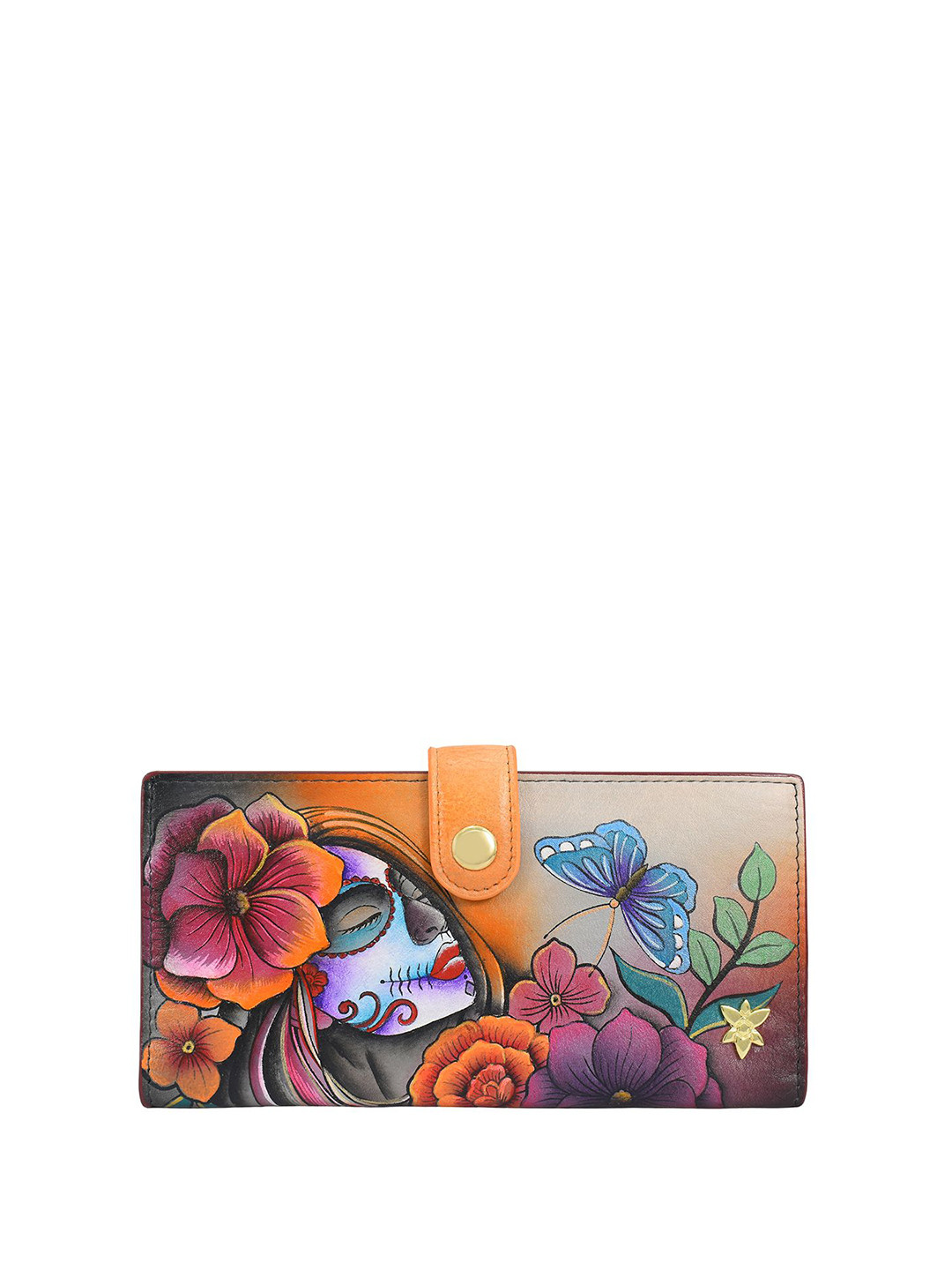 Anuschka Women La Catrina Hand Painted Leather Two Fold Wallet